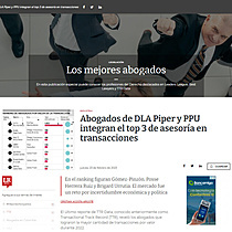 Abogados de DLA Piper y PPU integran el top 3 de asesora en transacciones